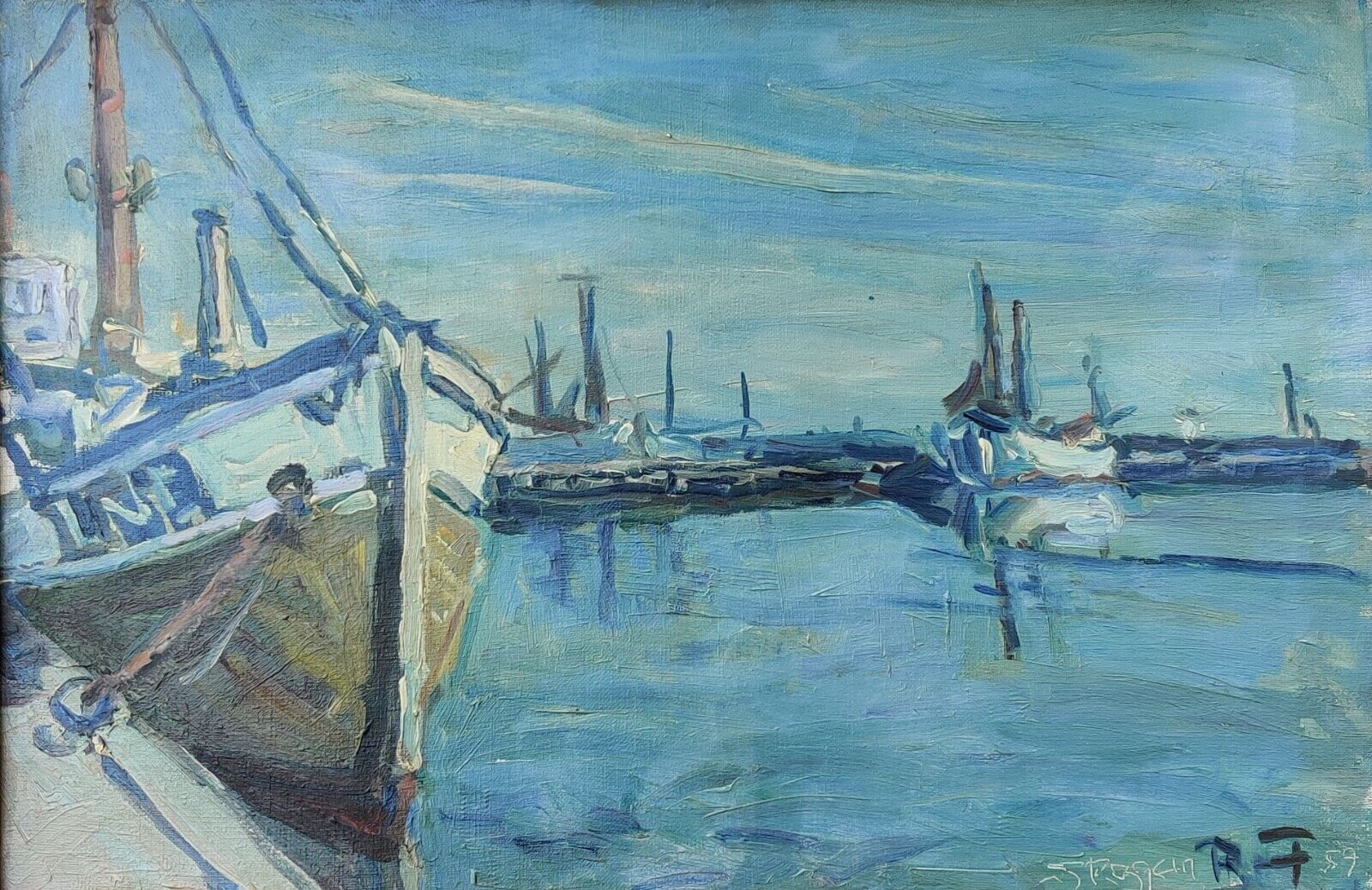 Aage Bernhard-Frederiksen (1883-1963): FISHING BOATS HARBOR SKAGEN