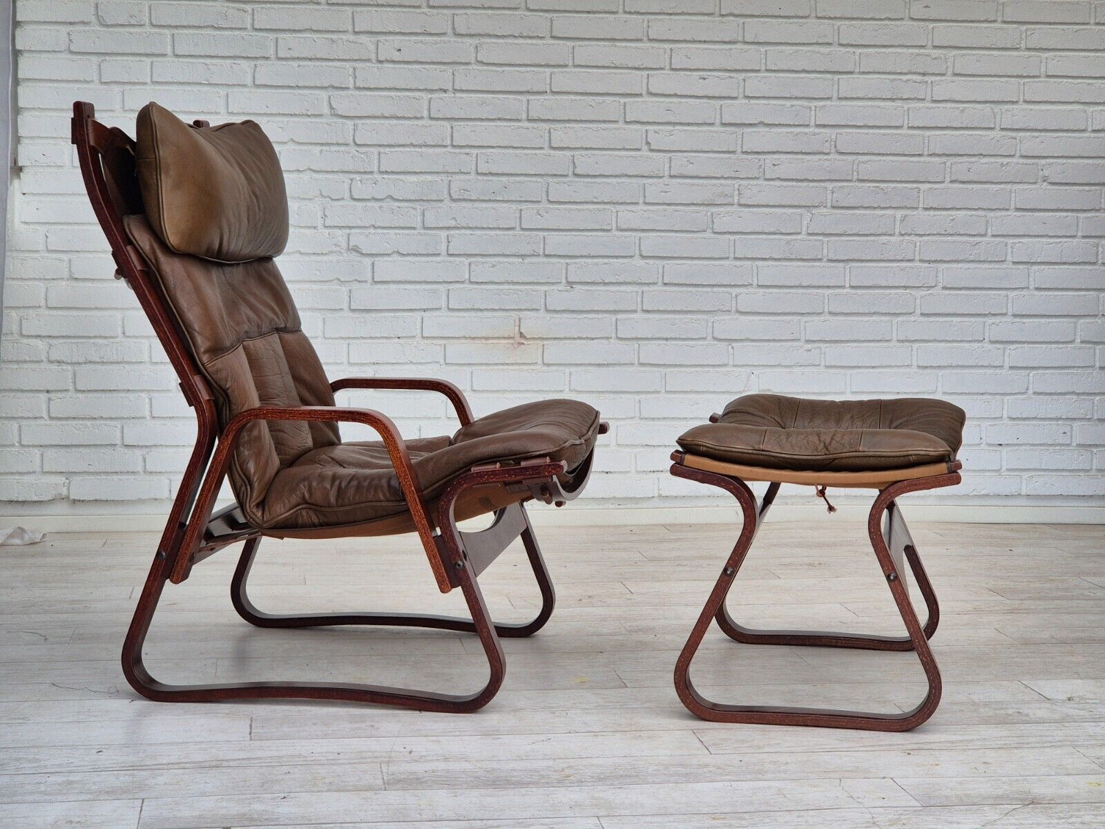 1970s, Norwegian design, lounge chair with footstool, original condition.