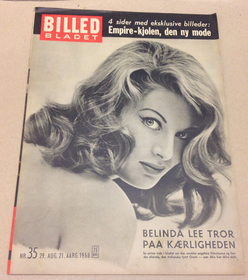 BELINDA LEE ACTRESS ON FRONT COVER VINTAGE DANISH Magazine Billed-Bladet 1958