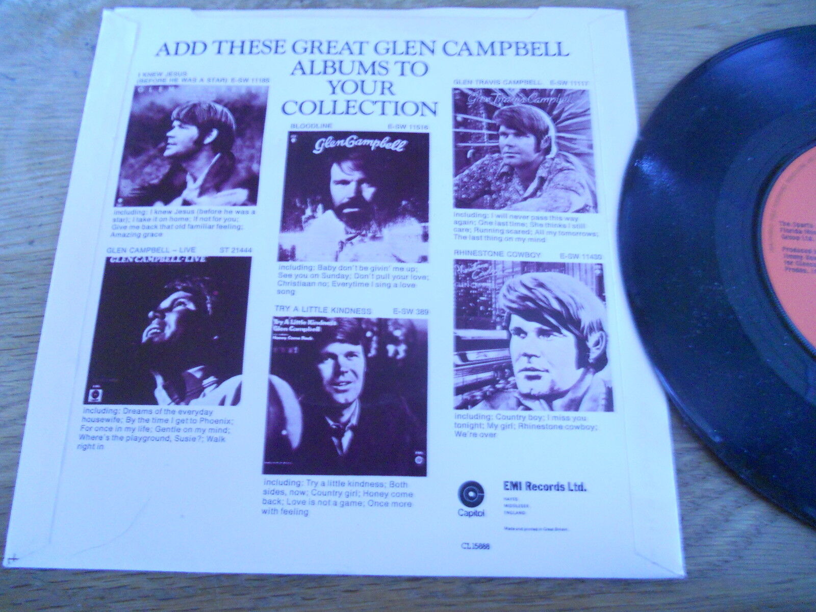 GLEN CAMPBELL WICHITA LINEMAN / GIVE ME BACK THAT OLD FAMILAR FEELING 1973 PROMO