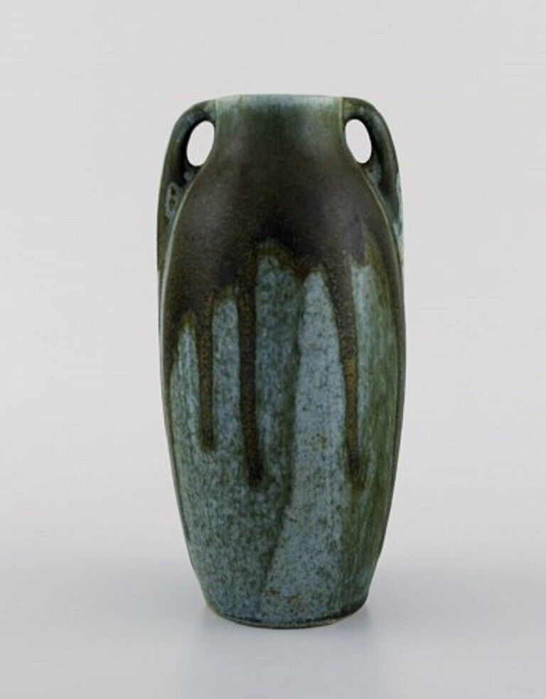 Denbac France Vase with handles in glazed ceramic 1940's