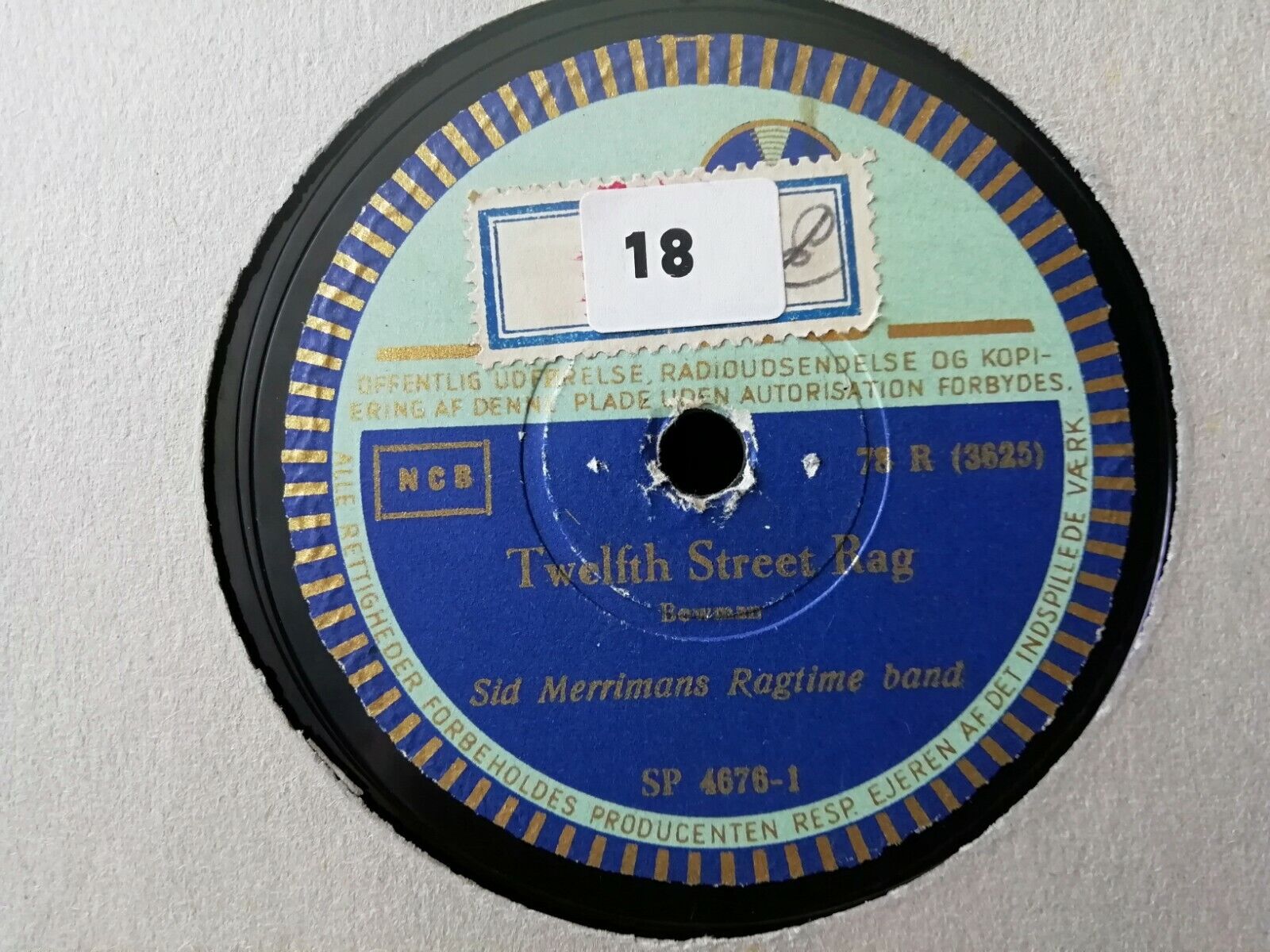 78 rpmSID MERRIMAN'S RAGTIME BANDBlack and WhiteTwelfth Street Rag Tono