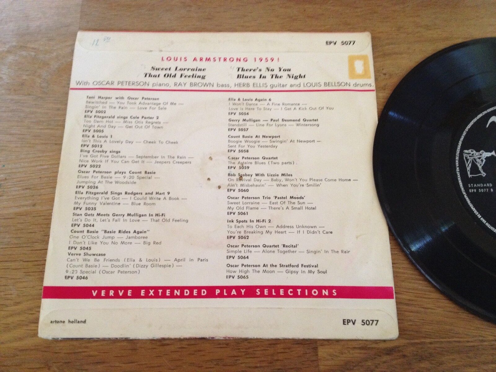 LOUIS ARMSTRONG  OSCAR PETERSON "´59" 4 TRACKS VINYL SINGLE VERVE RECORDS DUTCH