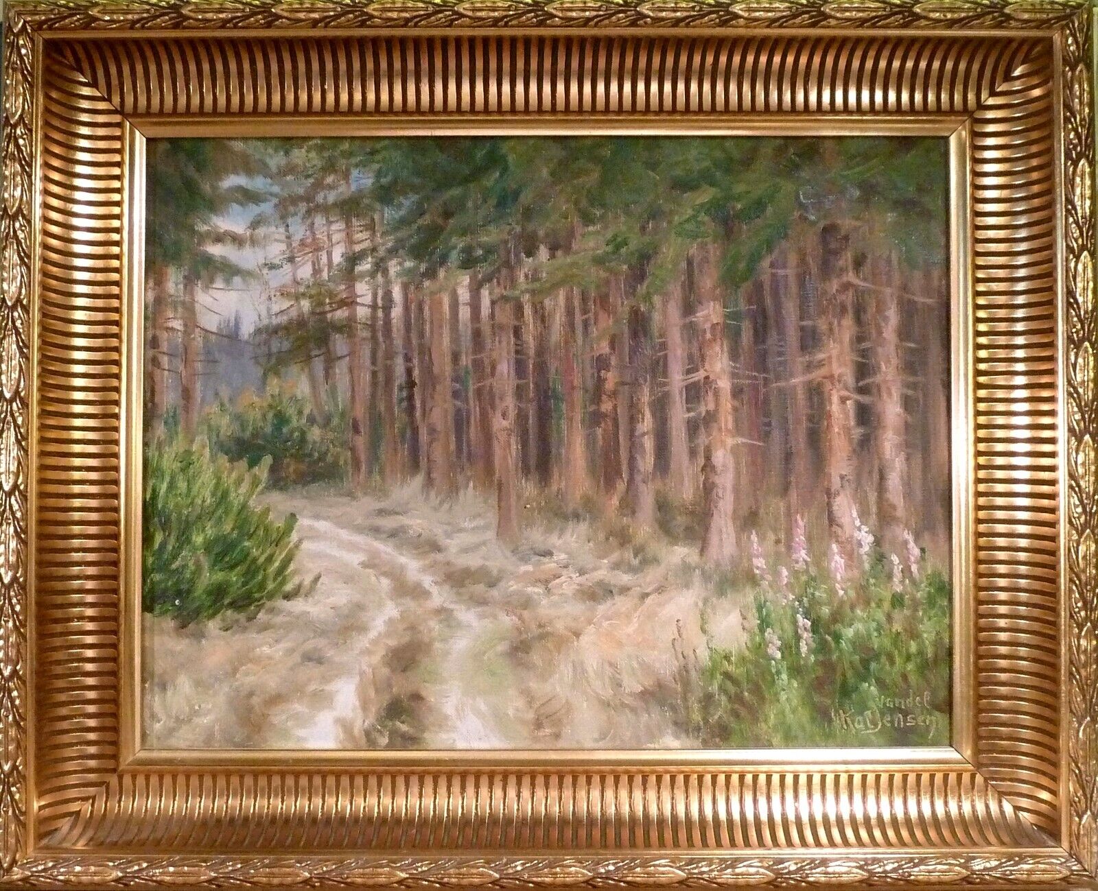 KAJ JENSEN! FOREST LANDSCAPE WITH PINE TREES