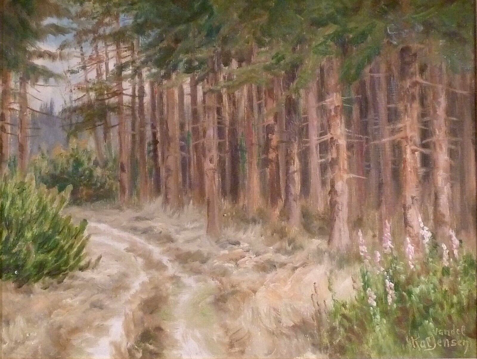 KAJ JENSEN! FOREST LANDSCAPE WITH PINE TREES