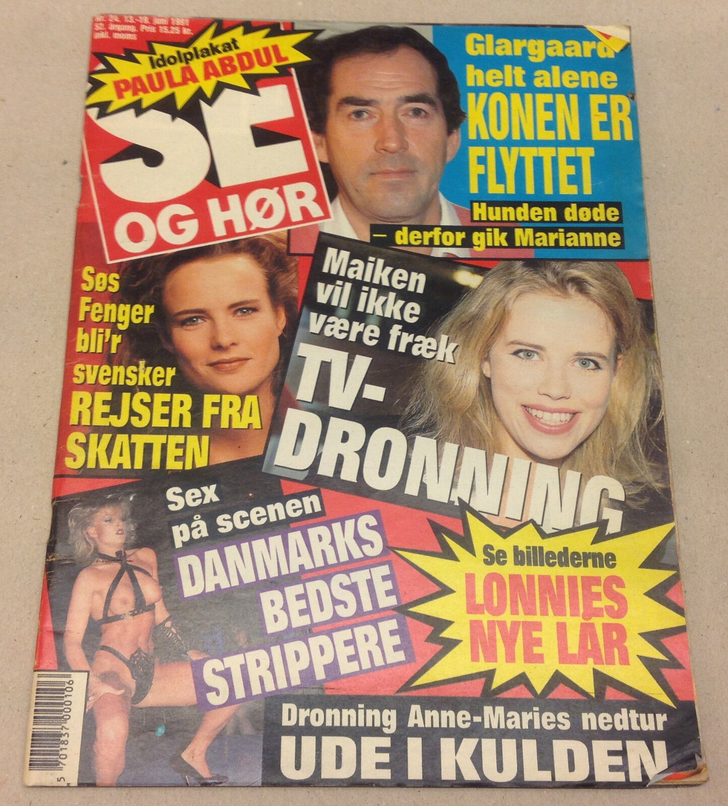 PAULA ABDUL POSTER + QUEEN ANNE-MARIE GREECE INSIDE VINTAGE Danish Magazine 1991