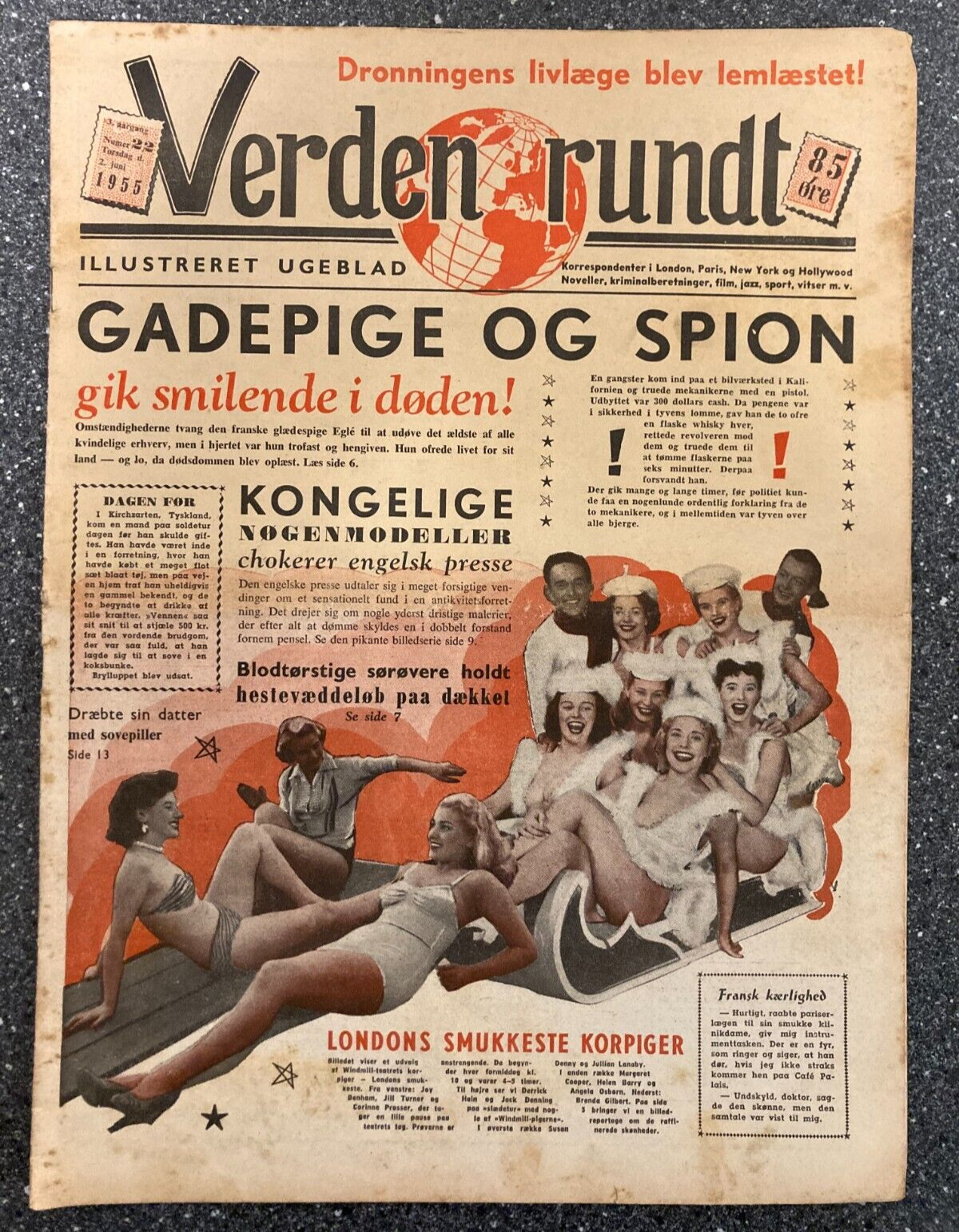 Windmill-Girls Joy Benham Jill Turner etc Danish Magazine 1955 "Verden Rundt"