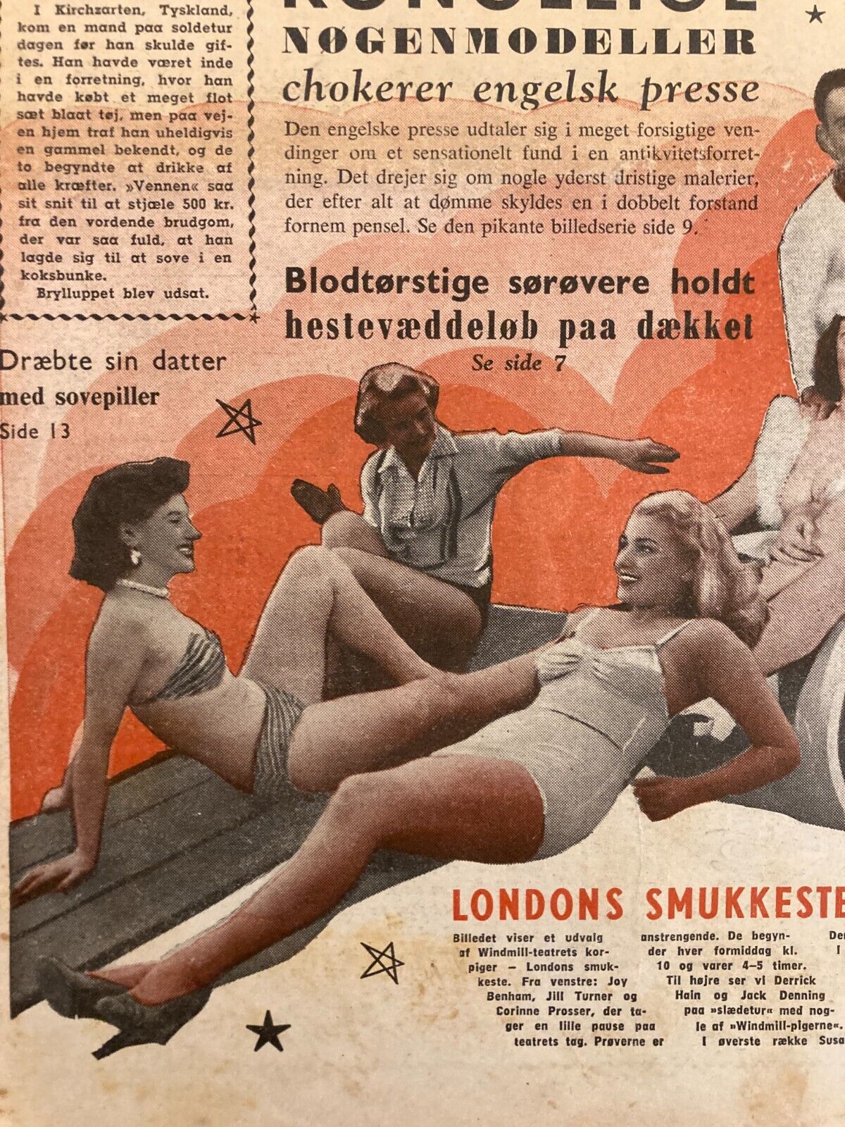 Windmill-Girls Joy Benham Jill Turner etc Danish Magazine 1955 "Verden Rundt"