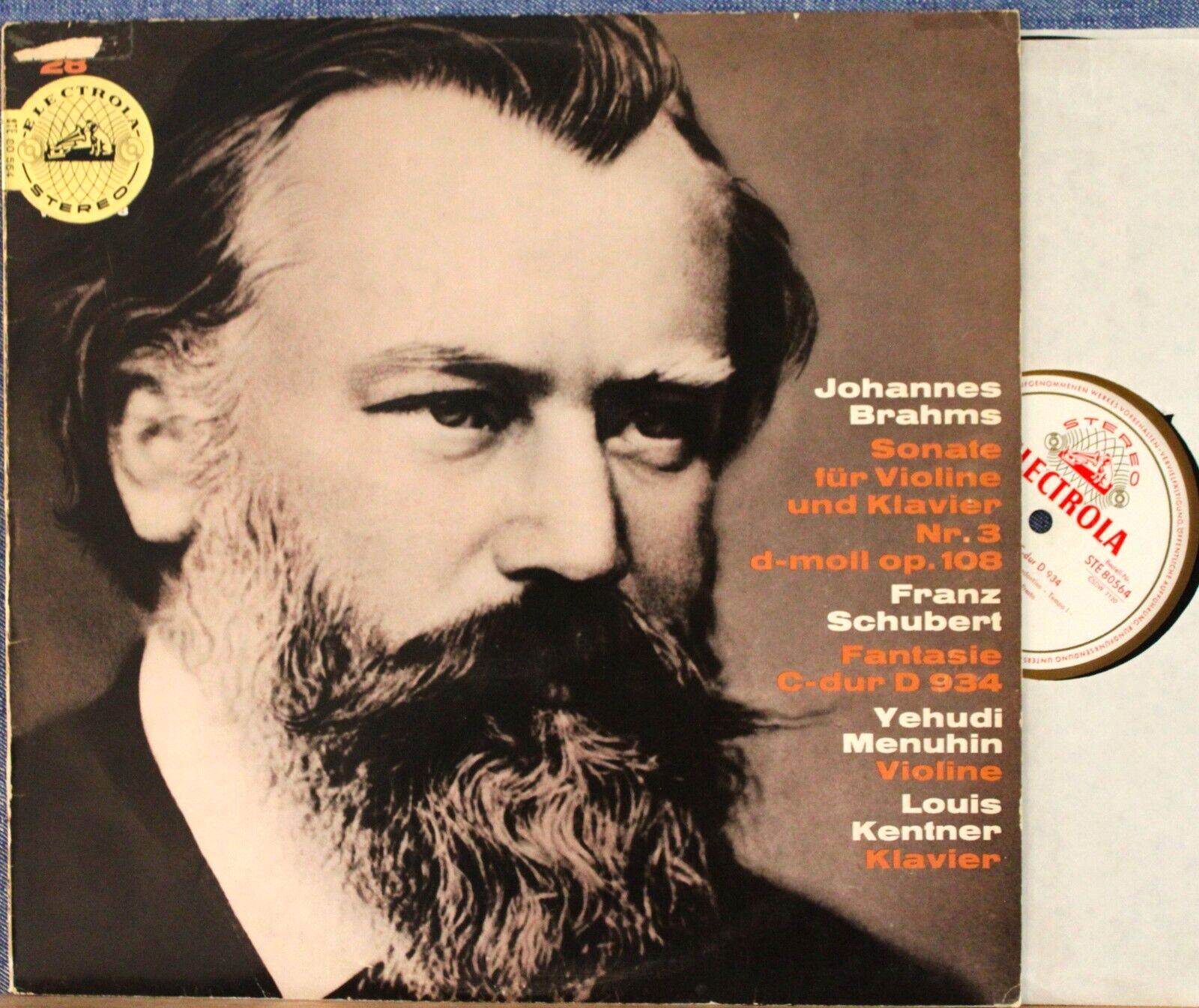 Menuhin; Kentner Brahms (Violin sonata)+Schubert (Fantasia) Elec STE 80 564 NM