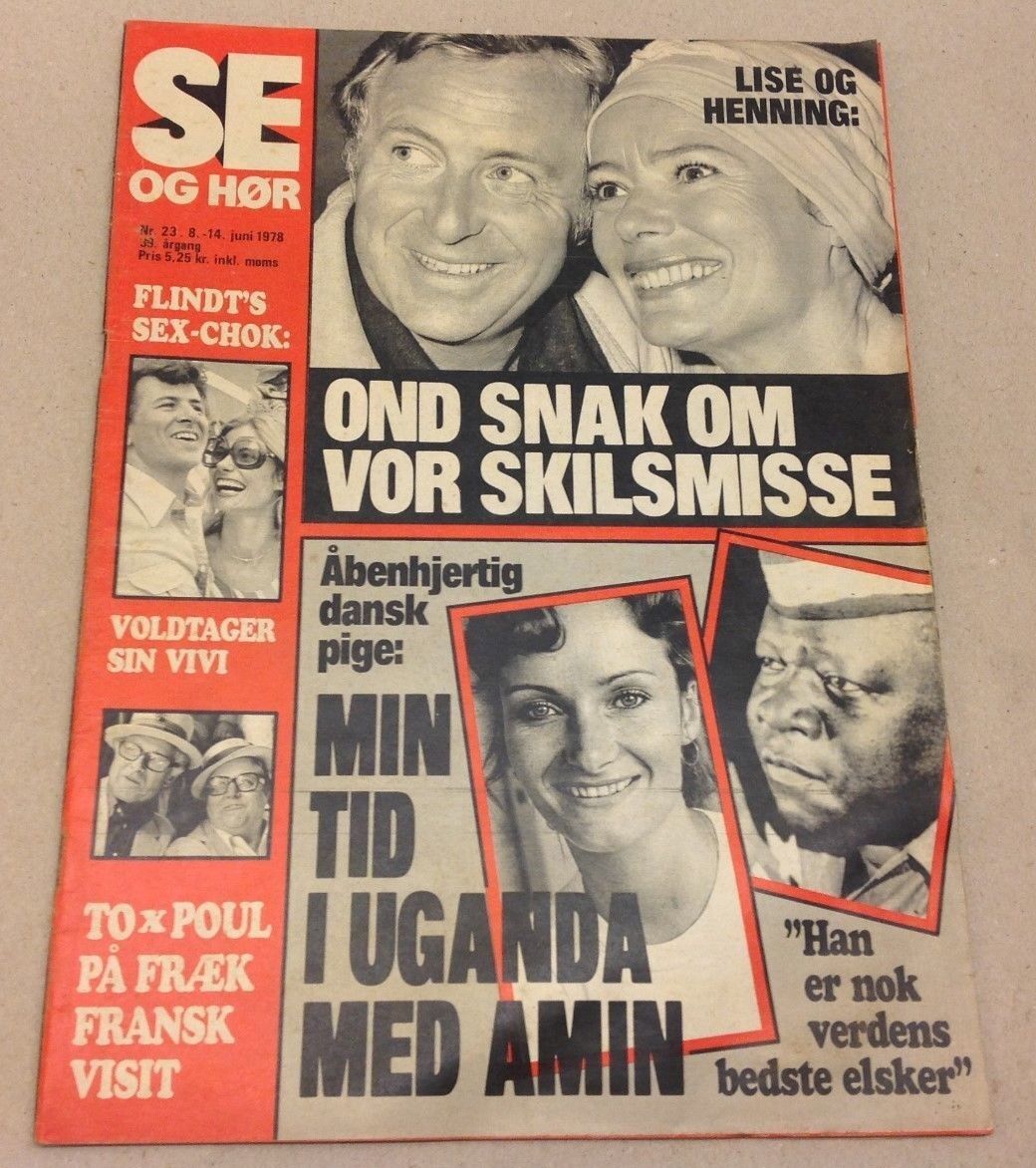 Idi Amin Danish Stewardess Love Affair Front Cover Old Vtg Danish Magazine 1978