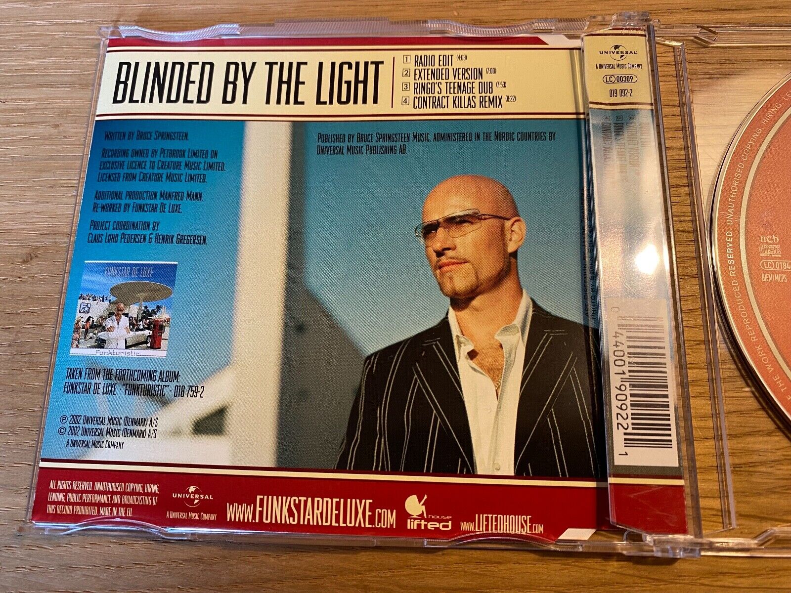 FUNKSTAR DE LUXE  MANFRED MAN "BLINDED BY THE LIGHT" 2002 4 REMIXES CD SINGLE**