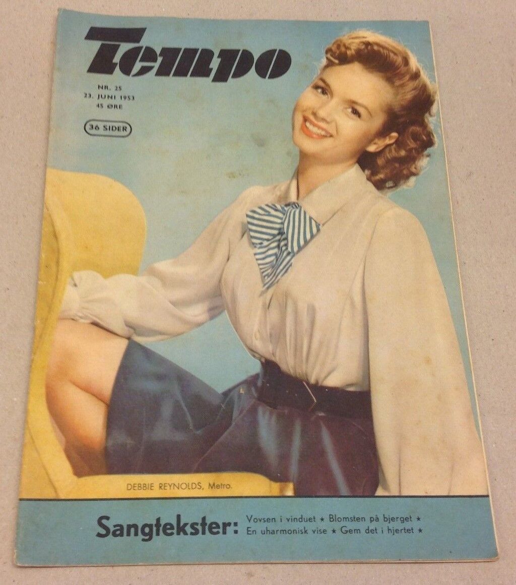 Debbie Reynolds Metro Front Cover Original Vintage Danish Magazine "Tempo" 1953