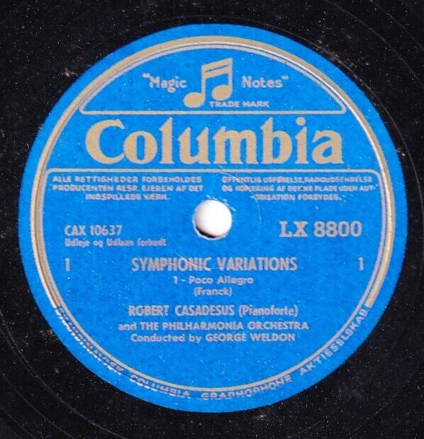 Casadesus; Weldon Franck (Variations symphoniques) Col LX 8800-1 (2) NM(-)