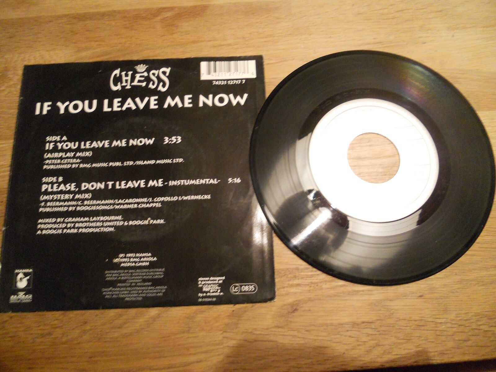 CHESS (PETER CETERA) IF YOU LEAVE ME NOW AIRPLAY MIX 1992 BMG HANSA DUTCH RARE**