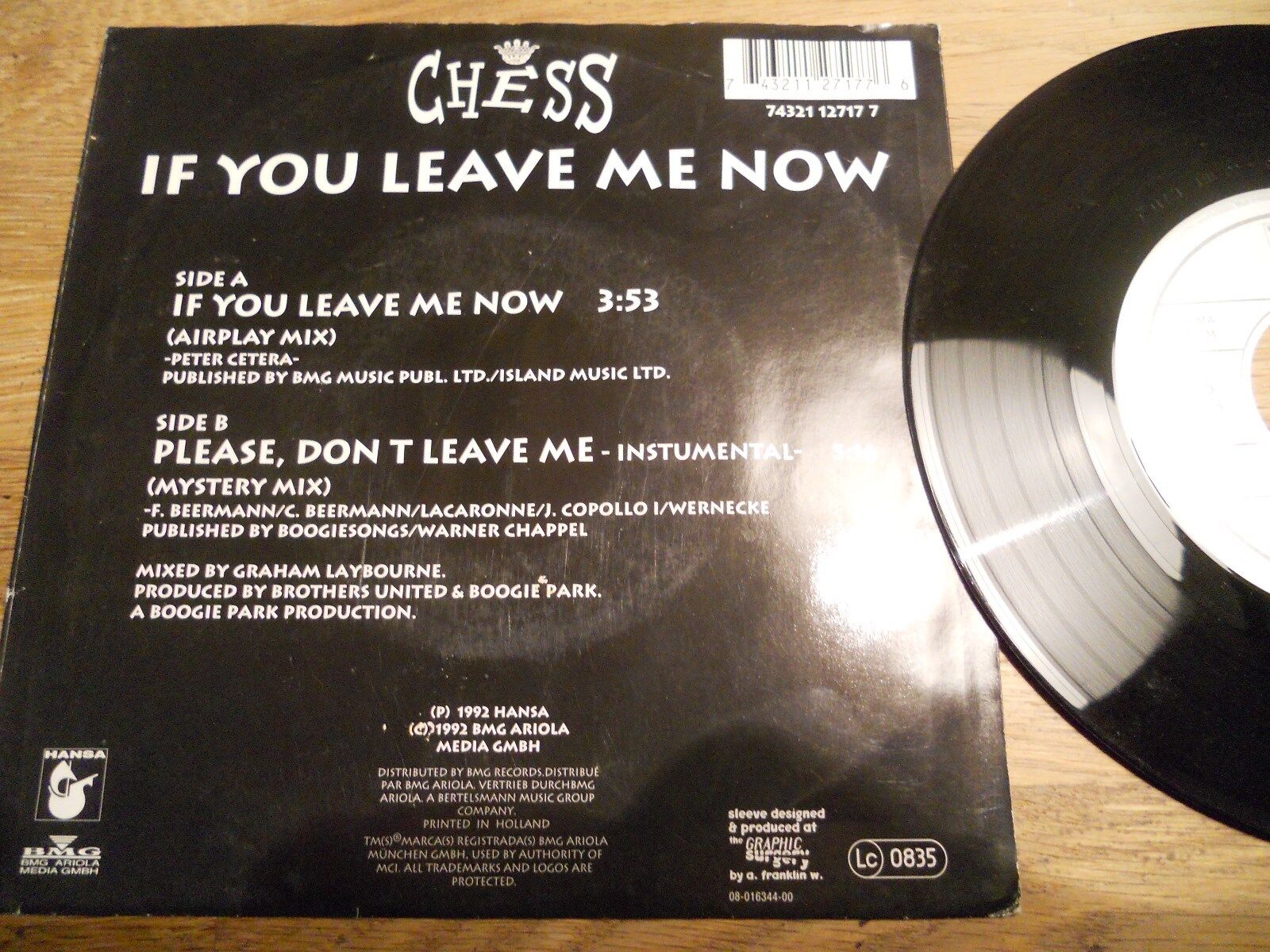 CHESS (PETER CETERA) IF YOU LEAVE ME NOW AIRPLAY MIX 1992 BMG HANSA DUTCH RARE**