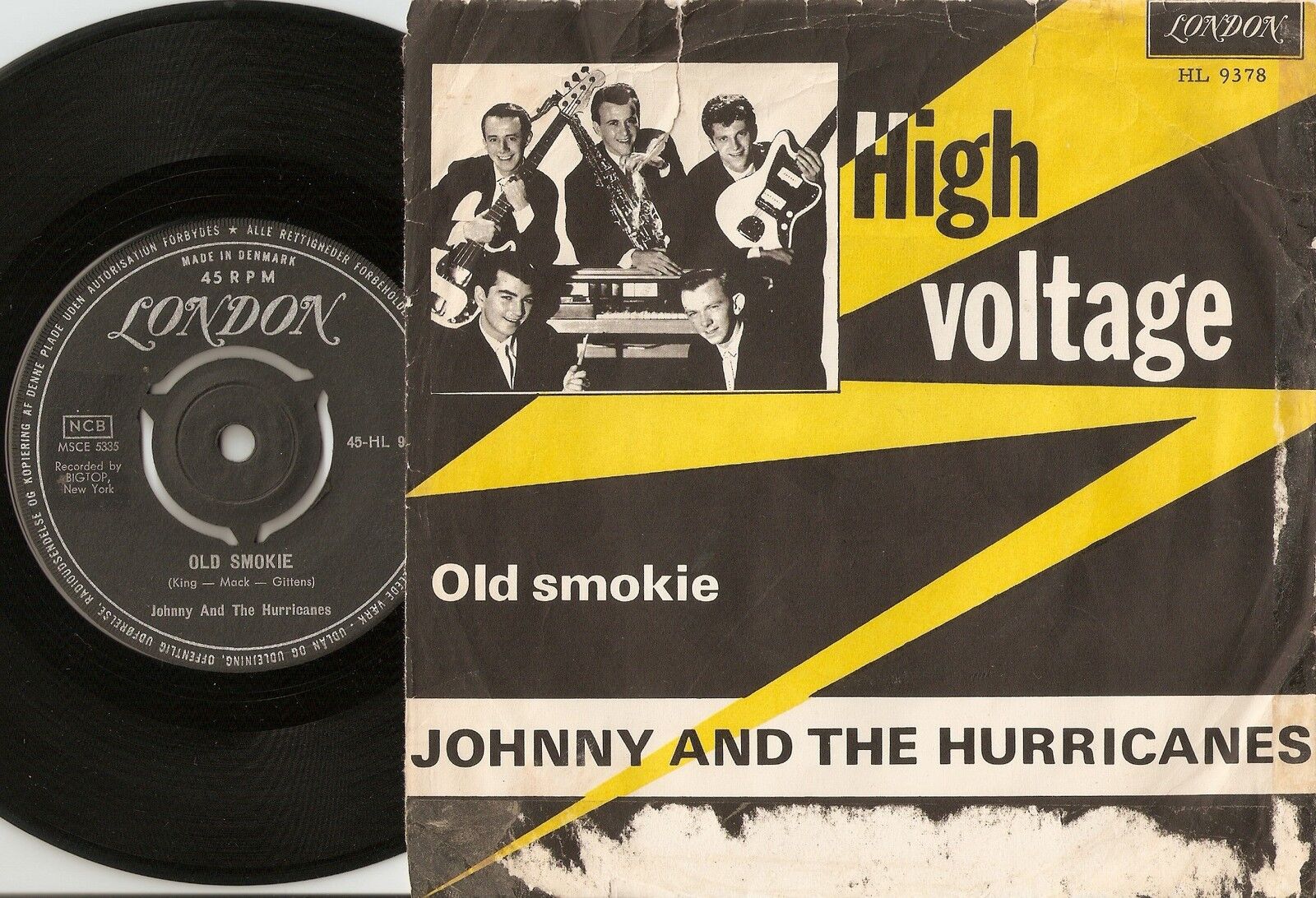 JOHNNY AND THE HURRICANES HIGH VOLTAGE  OLD SMOKIE DANISH PS+45 1961 RR BEAT