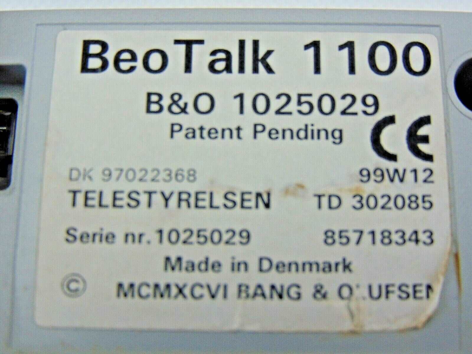 BANG  OLUFSEN BEOTALK 1100 Answering MachineDanish Version Inc Charger #63