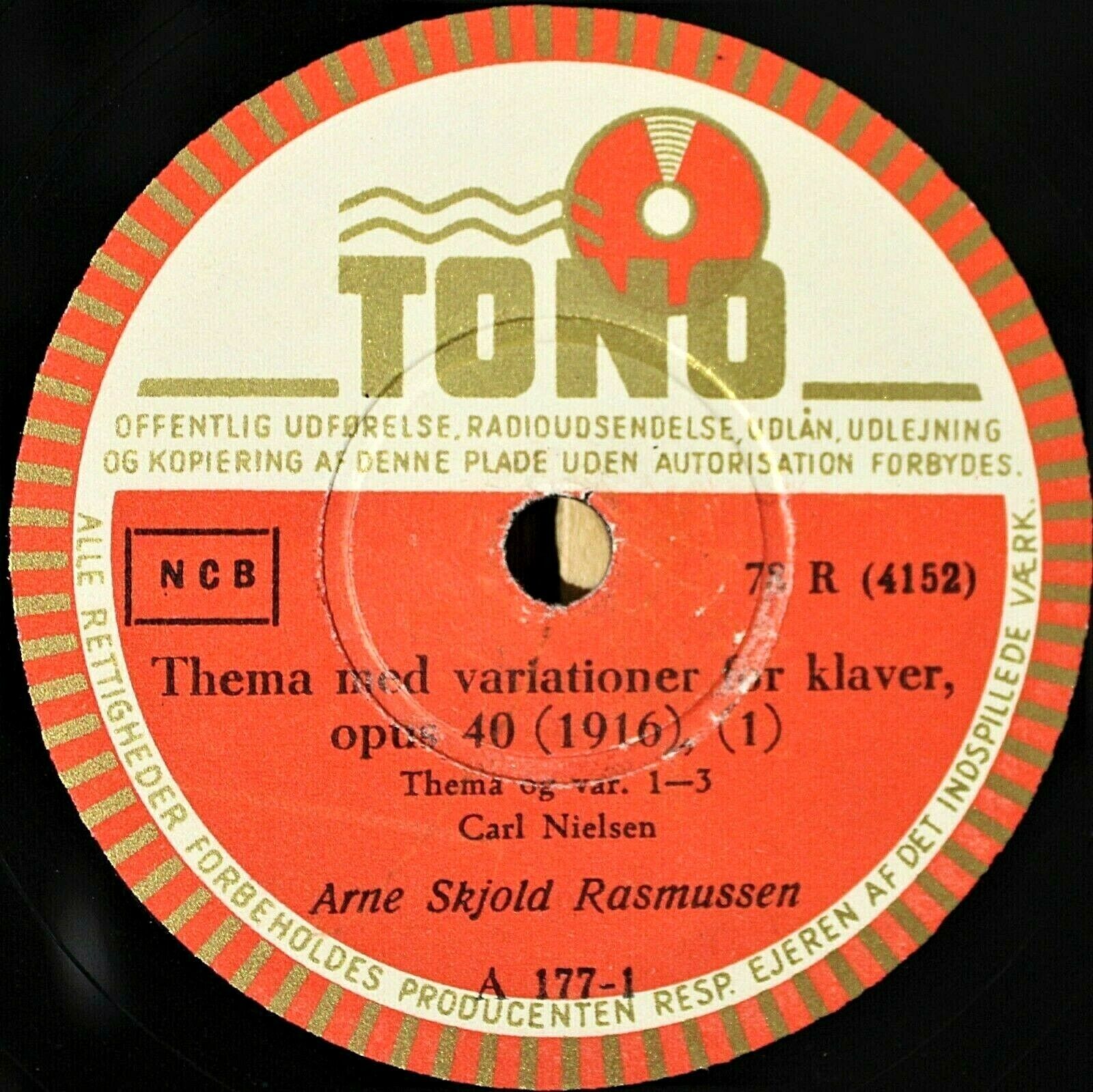 Rasmussen Nielsen (Theme and Variations op 40) Tono A 177-8 (2) NM(-)