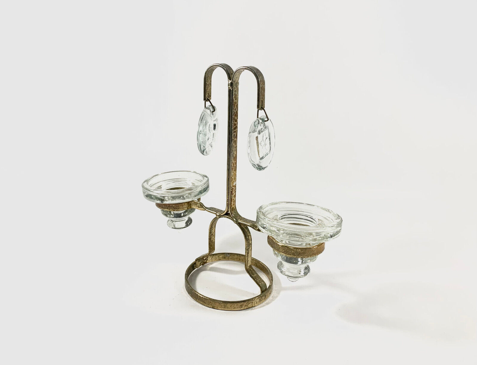 Kosta Boda Erik Hoglund Gold Clear Glass and Iron Candle Holder