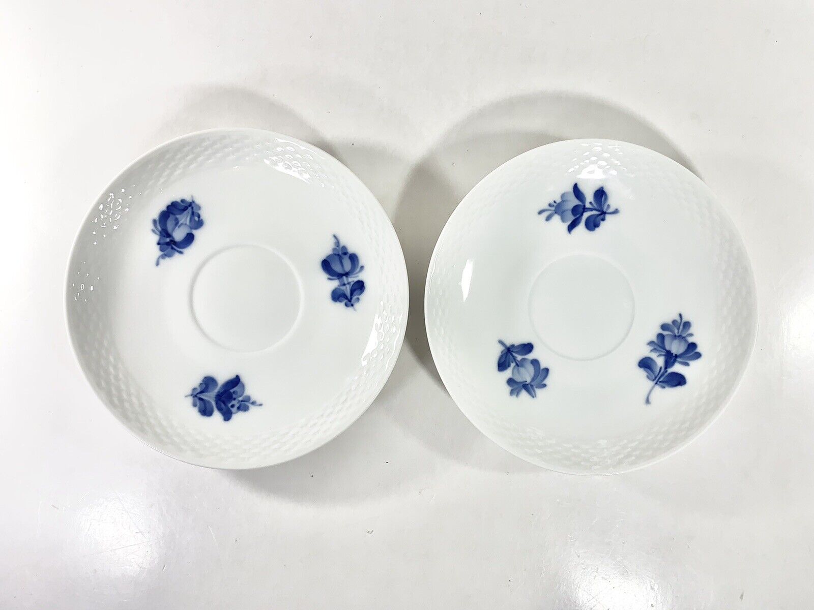 4x Royal Copenhagen Blue Flower 8261 Coffee Saucer Set Scandinavian Design