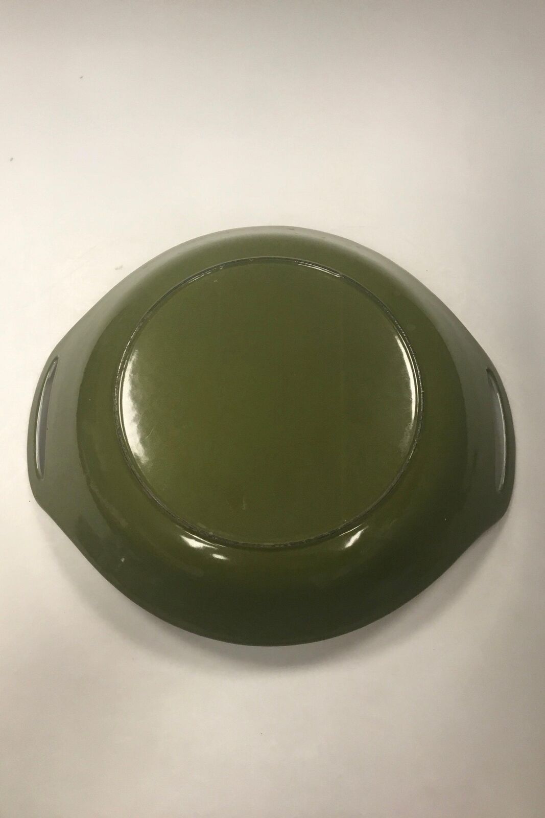 Large Olive Green Enamel Iron Dish / Bowl