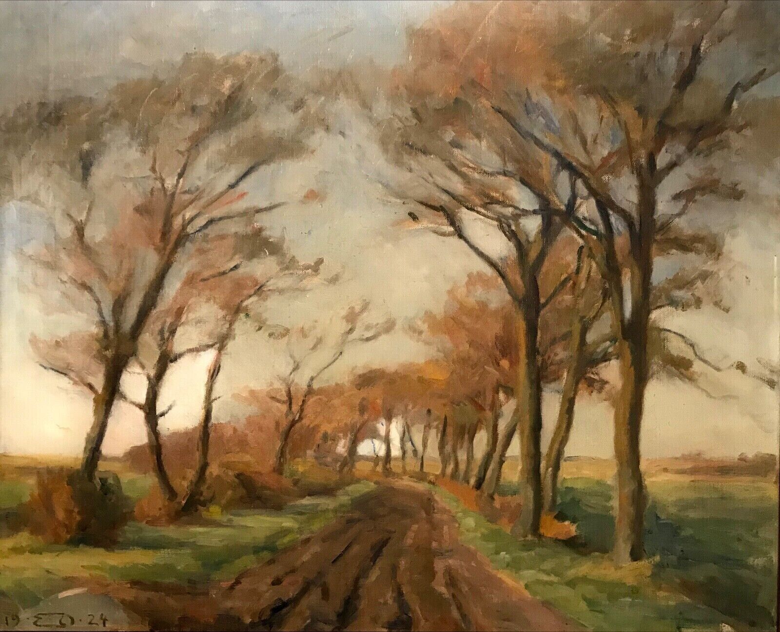 Einar Olsen (1876-1950): Country road with whinks Dated 1924