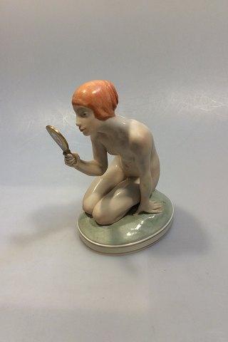 Royal Copenhagen Figurine of girl with mirror No 1244 Designed by Gerhard