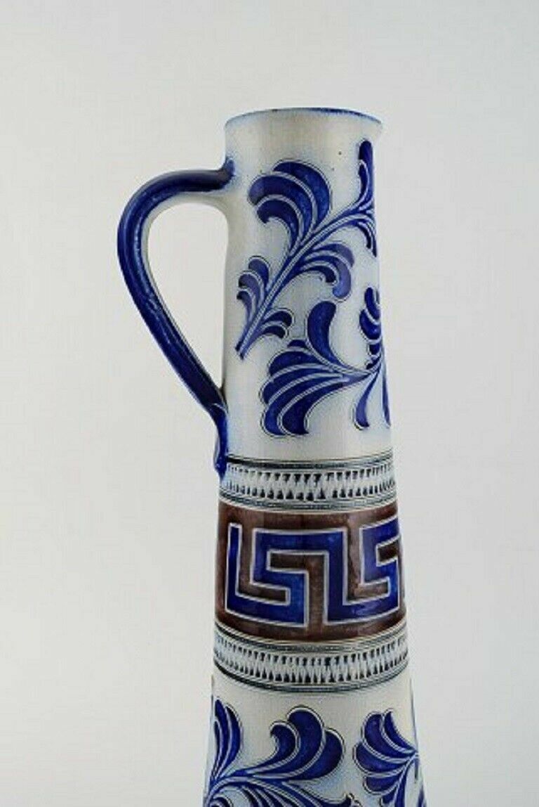 Zoller Germany Large beer mug in hand-painted ceramics Mid-20th century