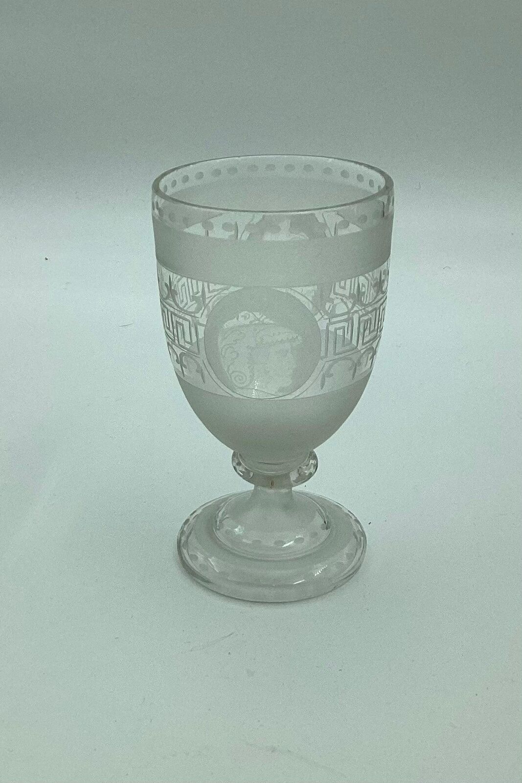 Wine glass with large grinding work on the bowl ca 1900