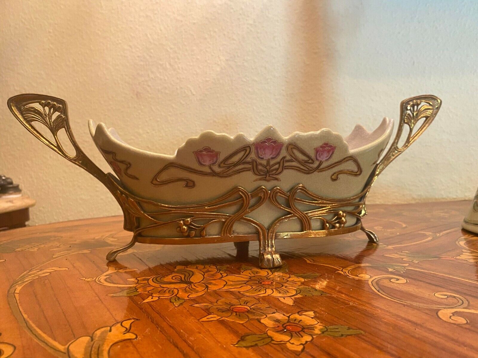 Art Nouveau Vase and Decanter Ceramic Majolica JBT 1906