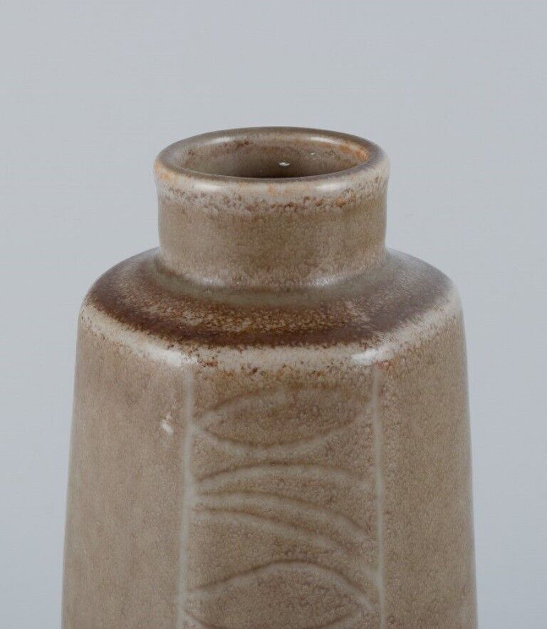 Carl Harry Stålhane for Rörstrand Modernist ceramic vase in sand-colored glaze