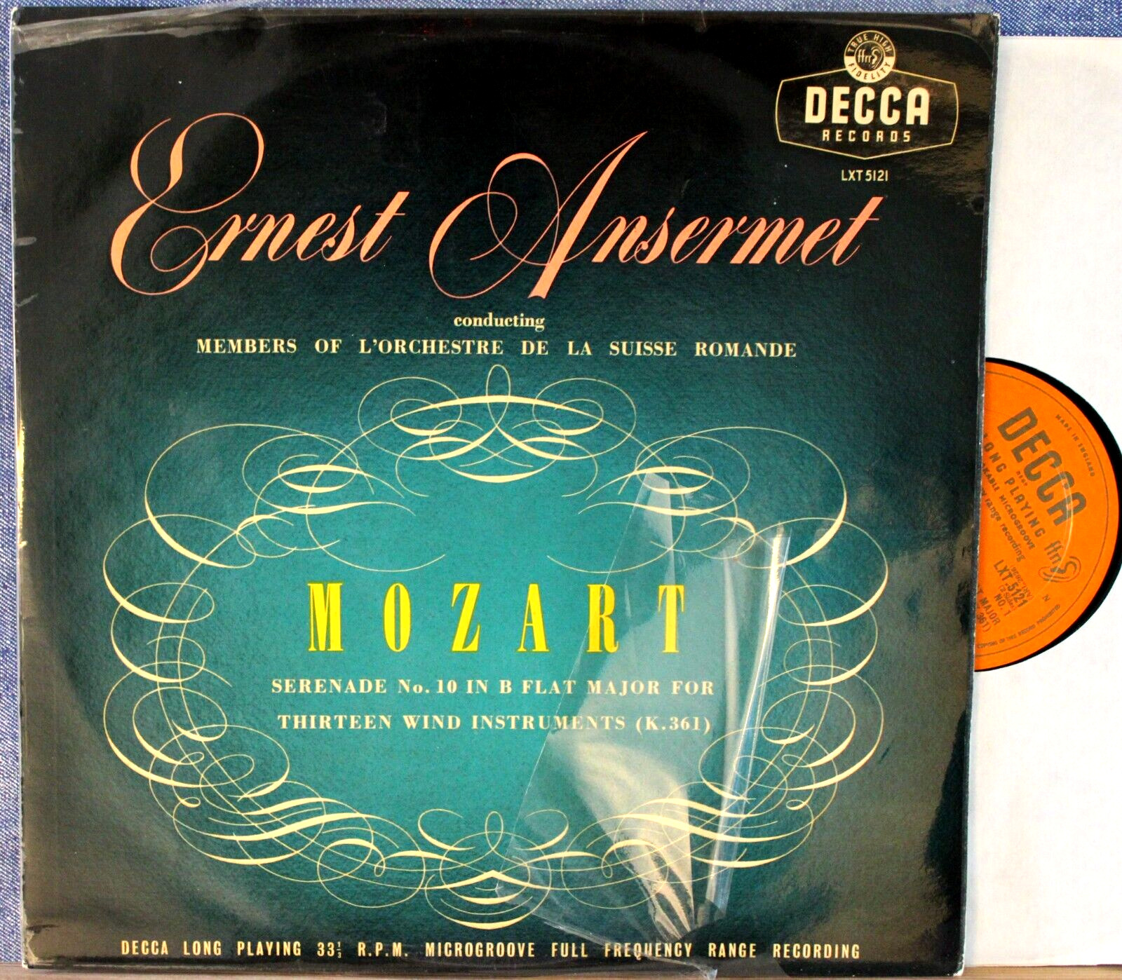 Ansermet Mozart (Serenade KV 361 for 13 winds) Decca LXT 5121 NM