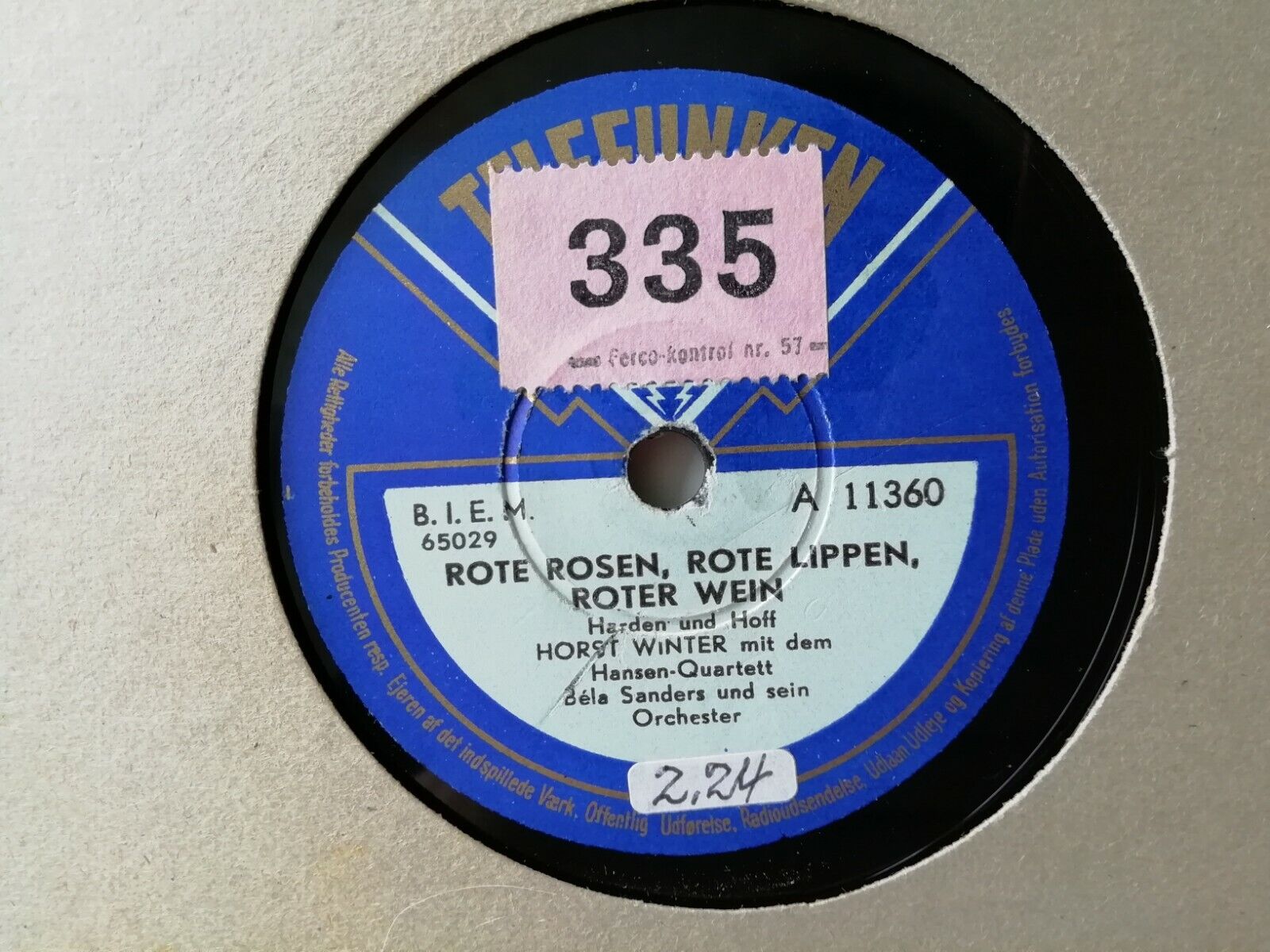 78 rpmHorst Winter:Lebe WohlDu Schwarze Rose/Rote RosenTelefunken