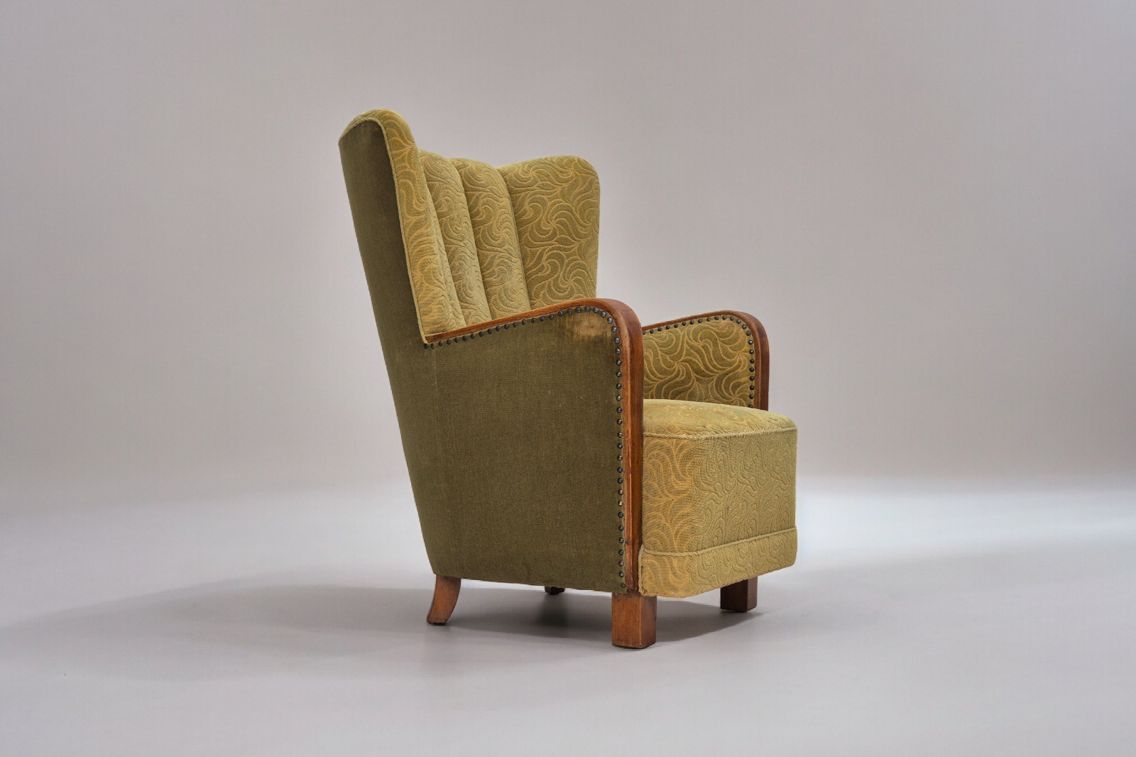 1960s Danish highback armchair original condition cotton/wool