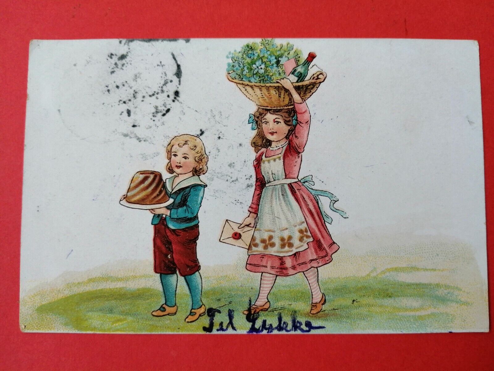 Antique collectable Danish Greeting card posted 1905 -1910 No 353