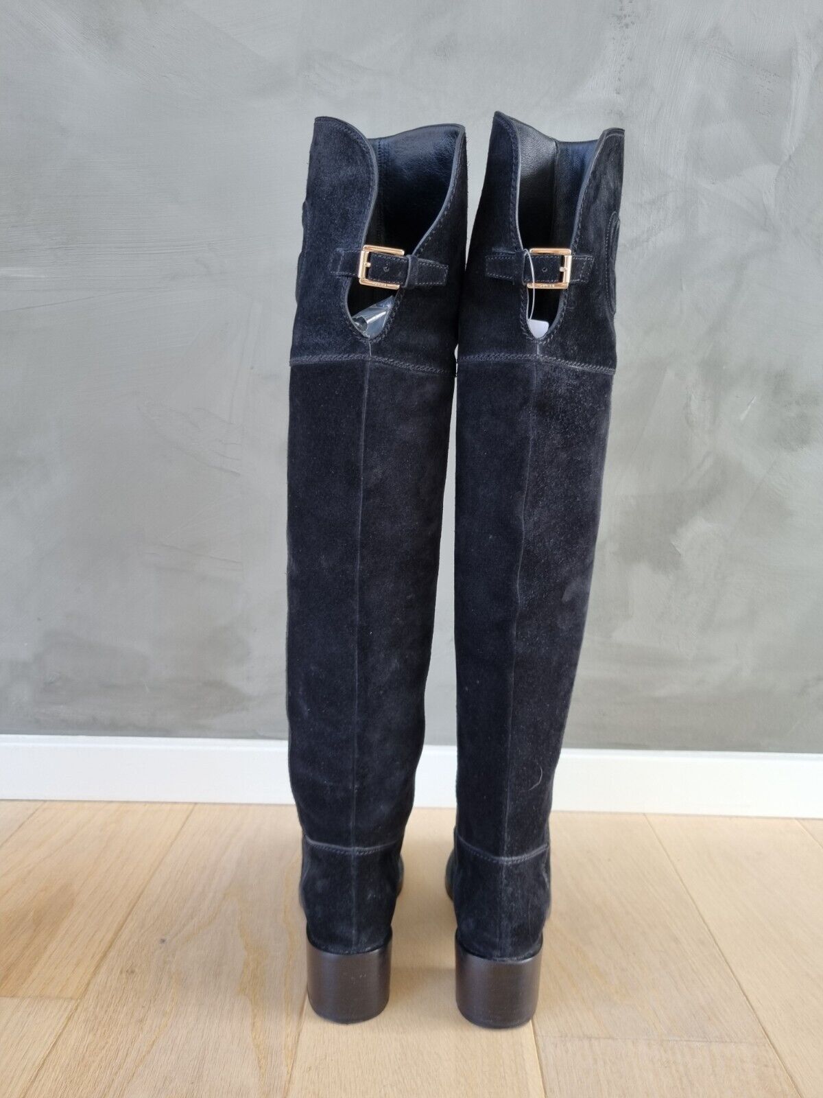 **GUCCI** Black Suede Knee High Logo Boots Size 36