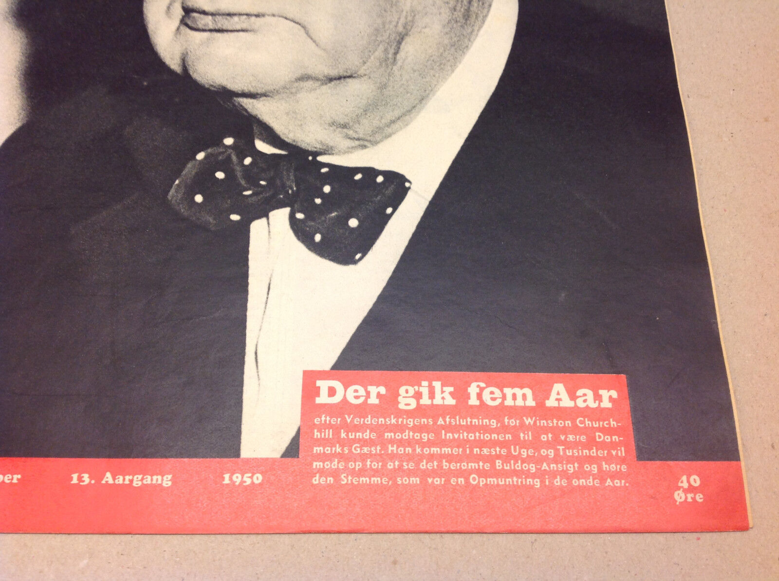 WINSTON CHURCHILL PRIME MINISTER ON COVER VTG DANISH Magazine Billed-Bladet 1950