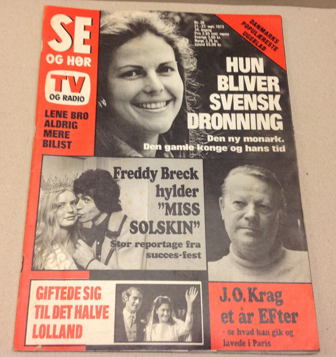 SWEDISH QUEEN SILVIA AS YOUNG FRONT COVER VINTAGE +BRECK ON Danish Magazine 1973