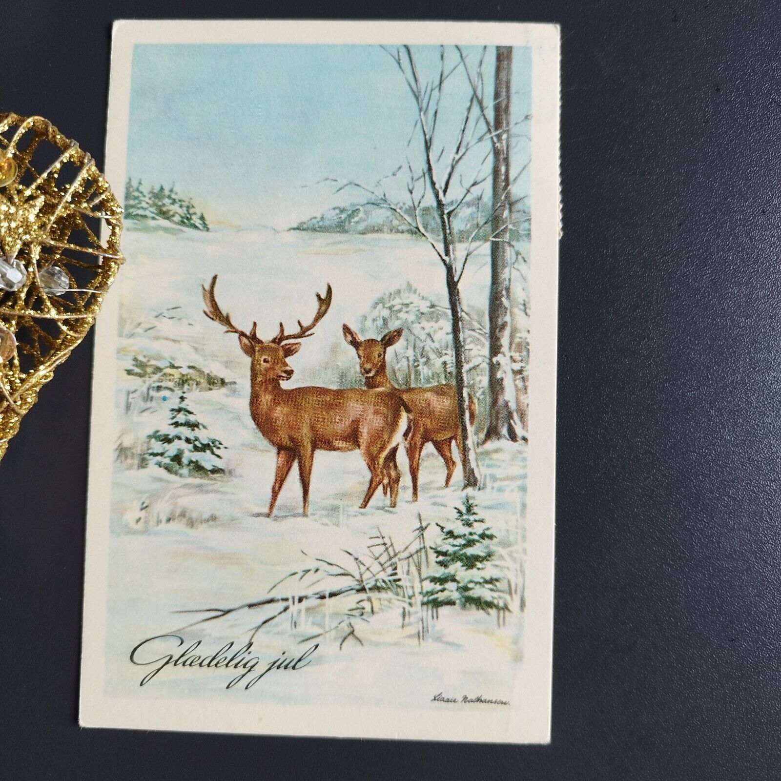 Vintage and collectible Danish Christmas card Posted  1961  ( no X85 )