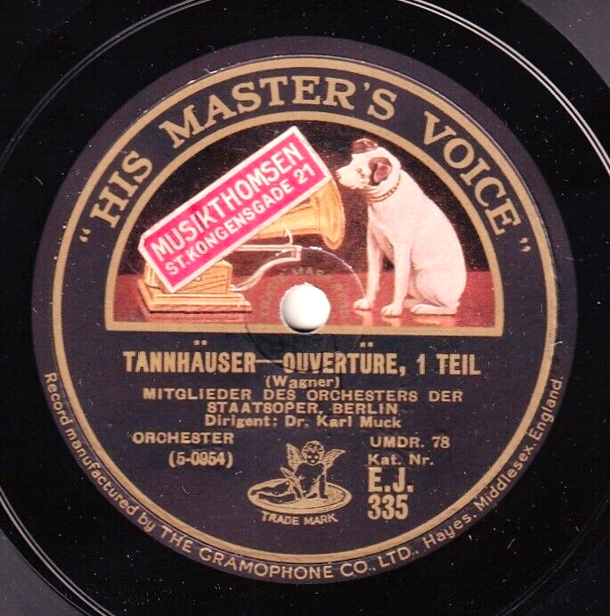 Muck. Wagner (Tannhäuser - overture). HMV EJ 335-6 (2). NM(-), tiny scr