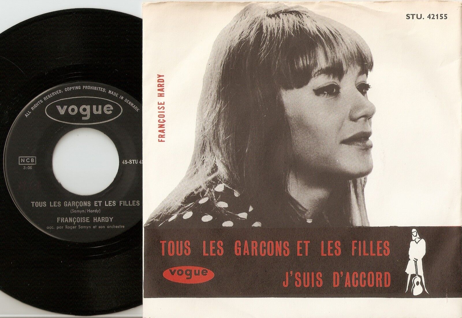 FRANCOISE HARDY TOUS LES GARCONS ET LES FILLES  J`SUIS D`ACCORD DANISH 45+PS 63