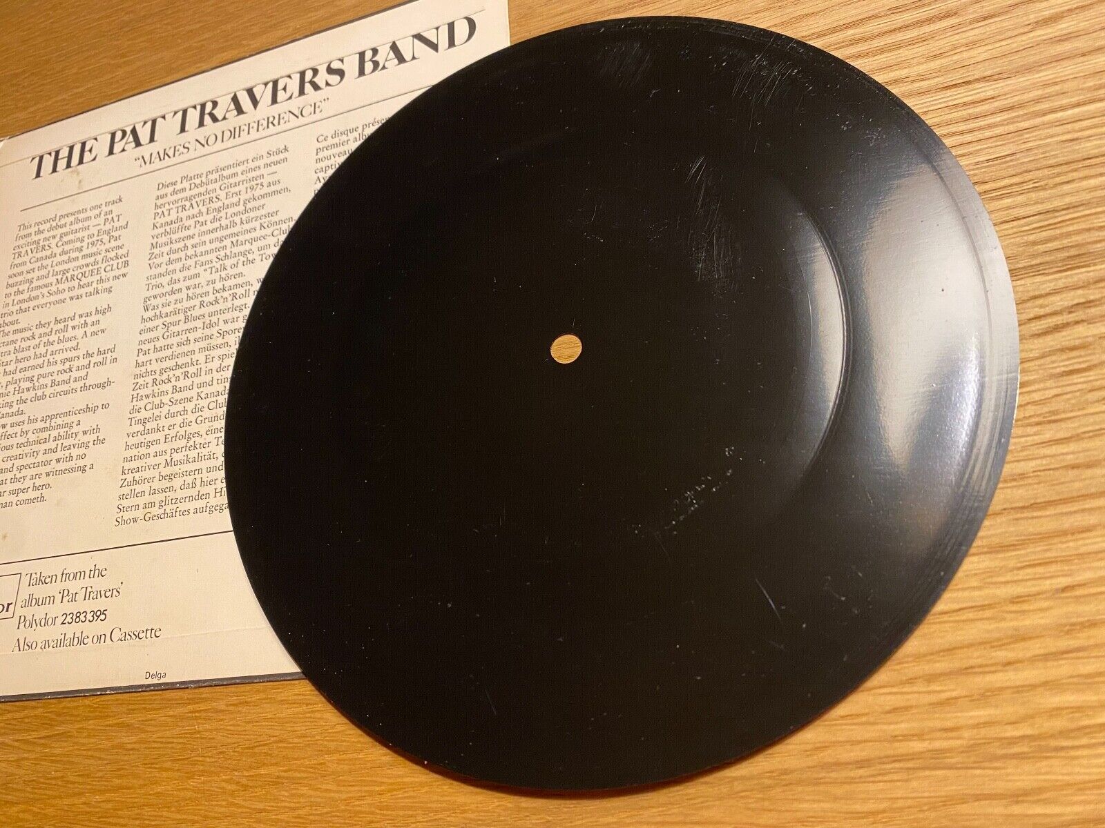 THE PAT TRAVERS BAND "MAKERS NO DIFFERENCE" POLYDOR RECORDS 1976 PROMOTIONAL 7"*