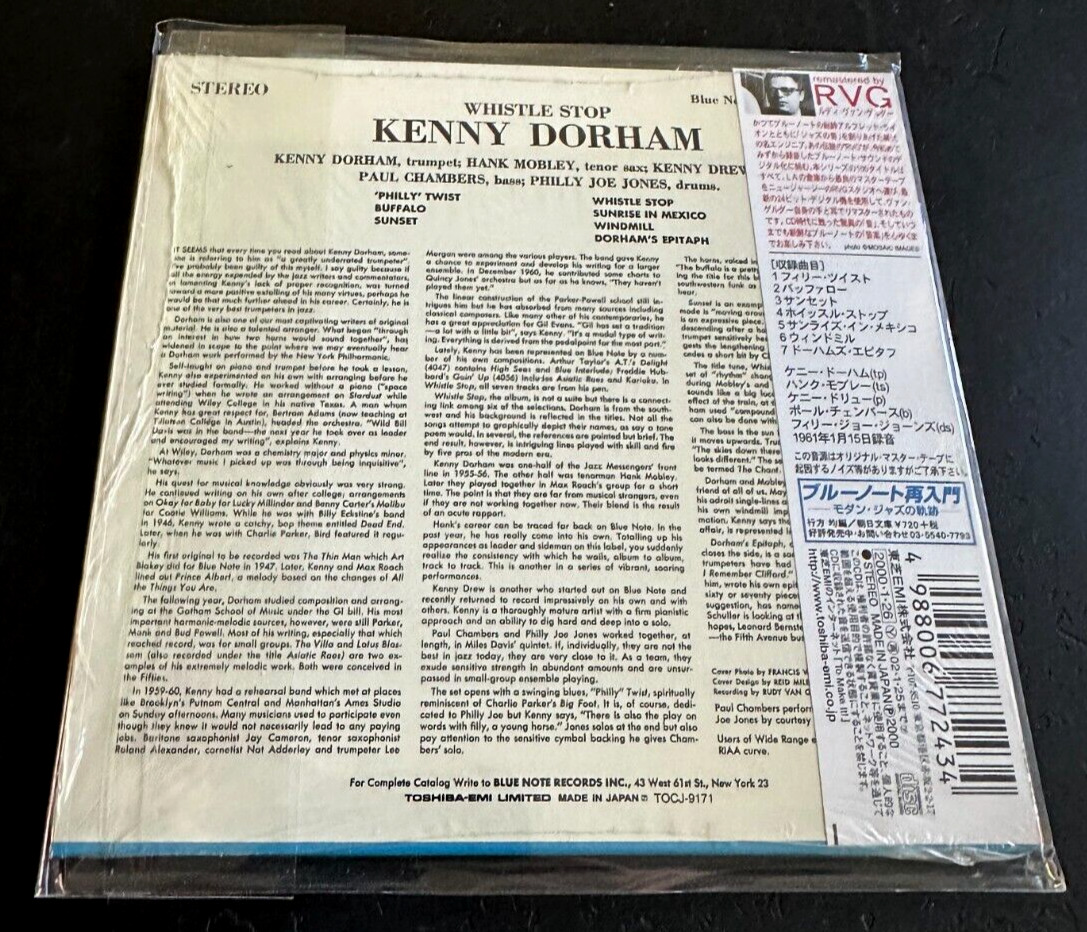 KENNY DORHAM ''WHISTLE STOP'' - MINI LP JAPAN CD - BLUE NOTE