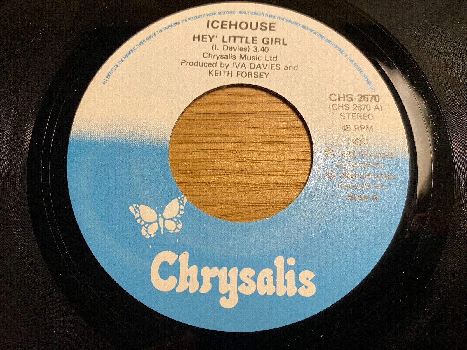 ICEHOUSE "HEY LITTLE GIRL / MYSTERIOUS THING" CHRYSALIS RECORDS 1982 SWEDEN NCB*