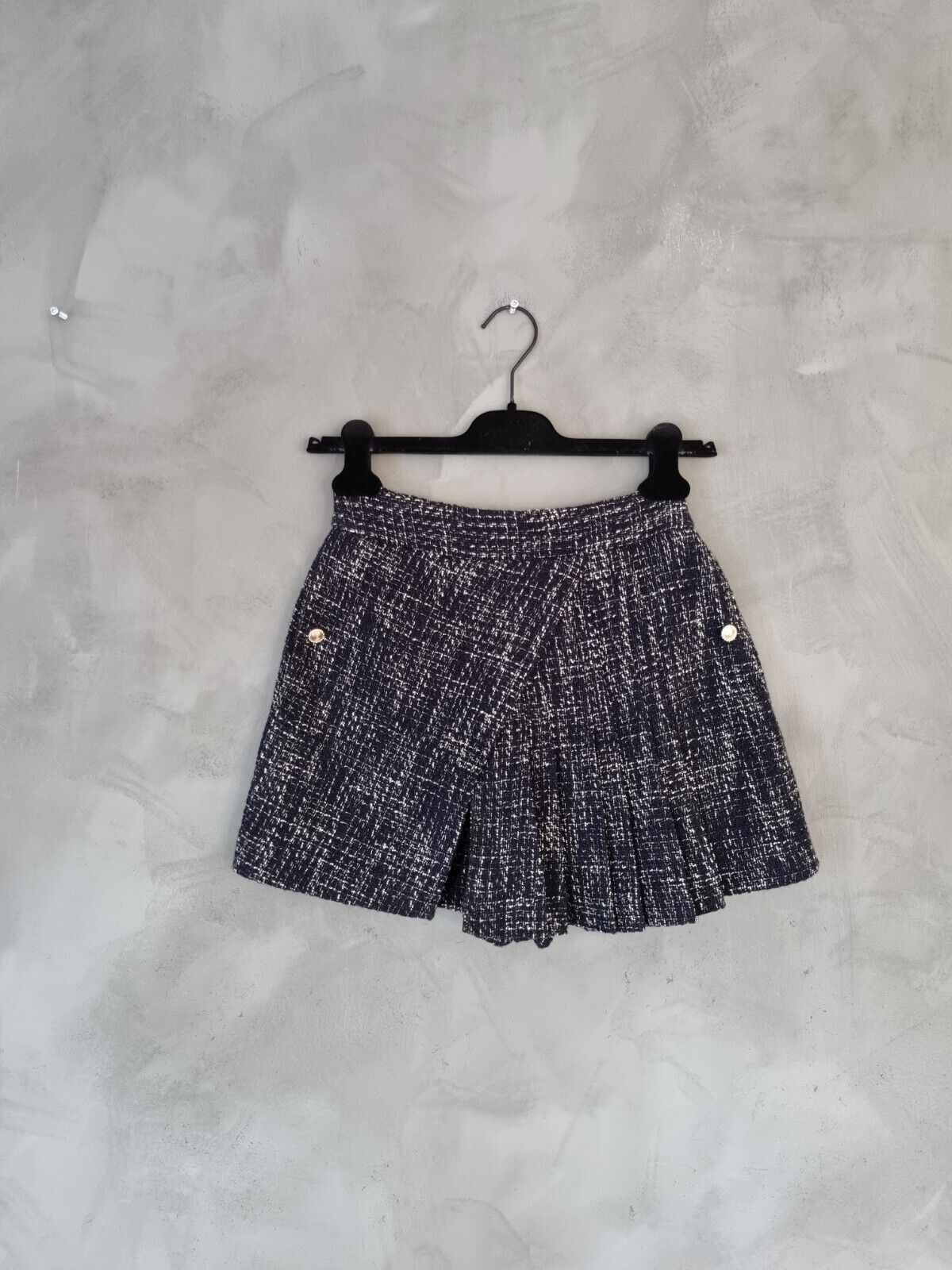 **MAJE** Black Tweed Mini Skort Skirt SZ 34