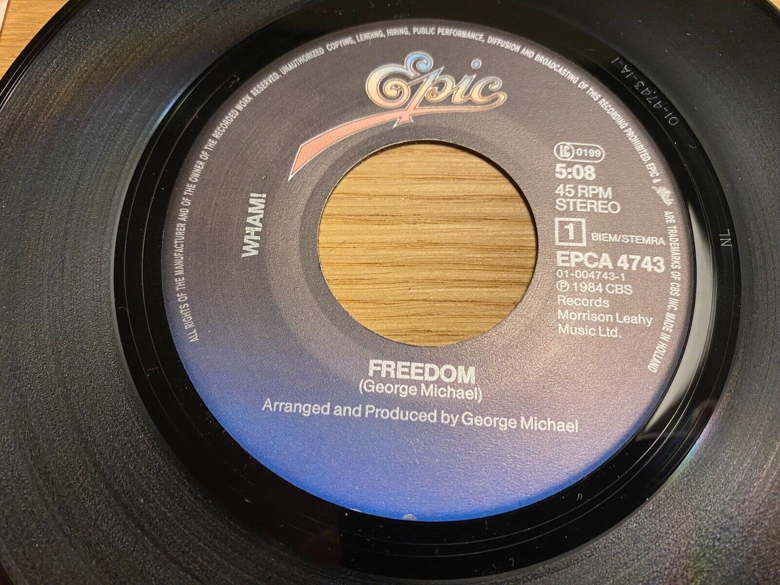 WHAM!/GEORGE MICHAEL FREEDOM" 1984 EPIC RECORDS 7 INCH VINYL SINGLE HOLLAND OOP*