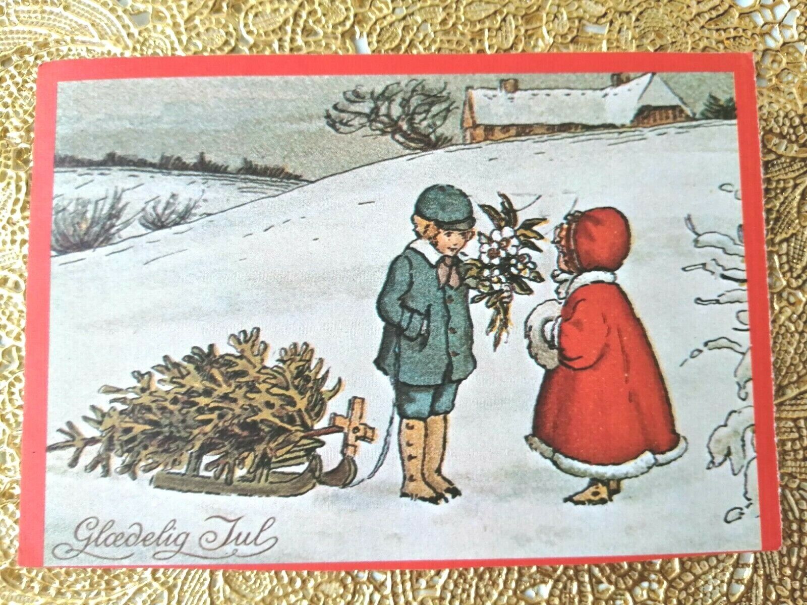 Vintage and collectible Danish Christmas card.Posted in 1992.. ( No. 5 r )