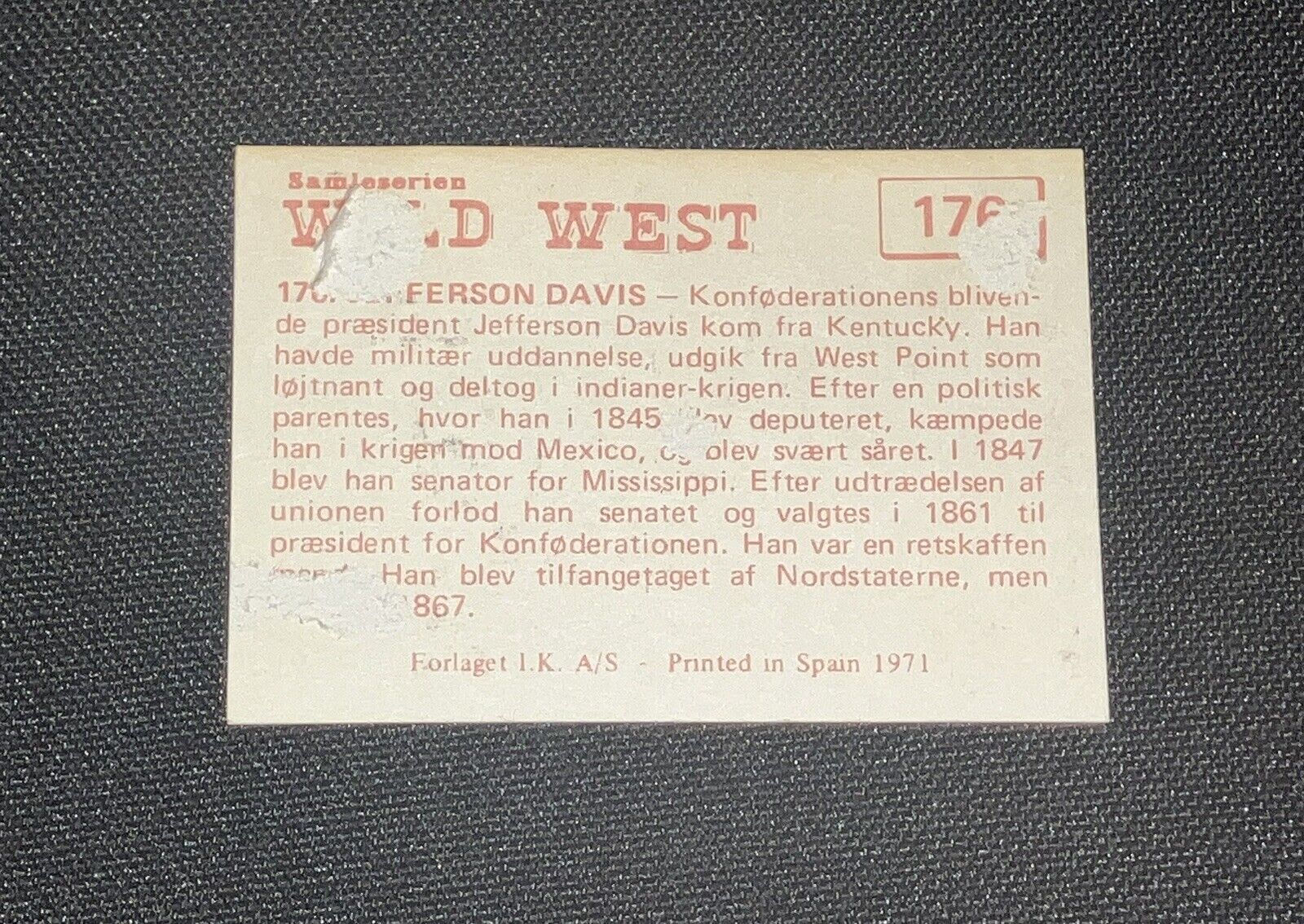 1971 WILD WEST CARD ALBUM - Jefferson Davis Rare Vintage Card USA