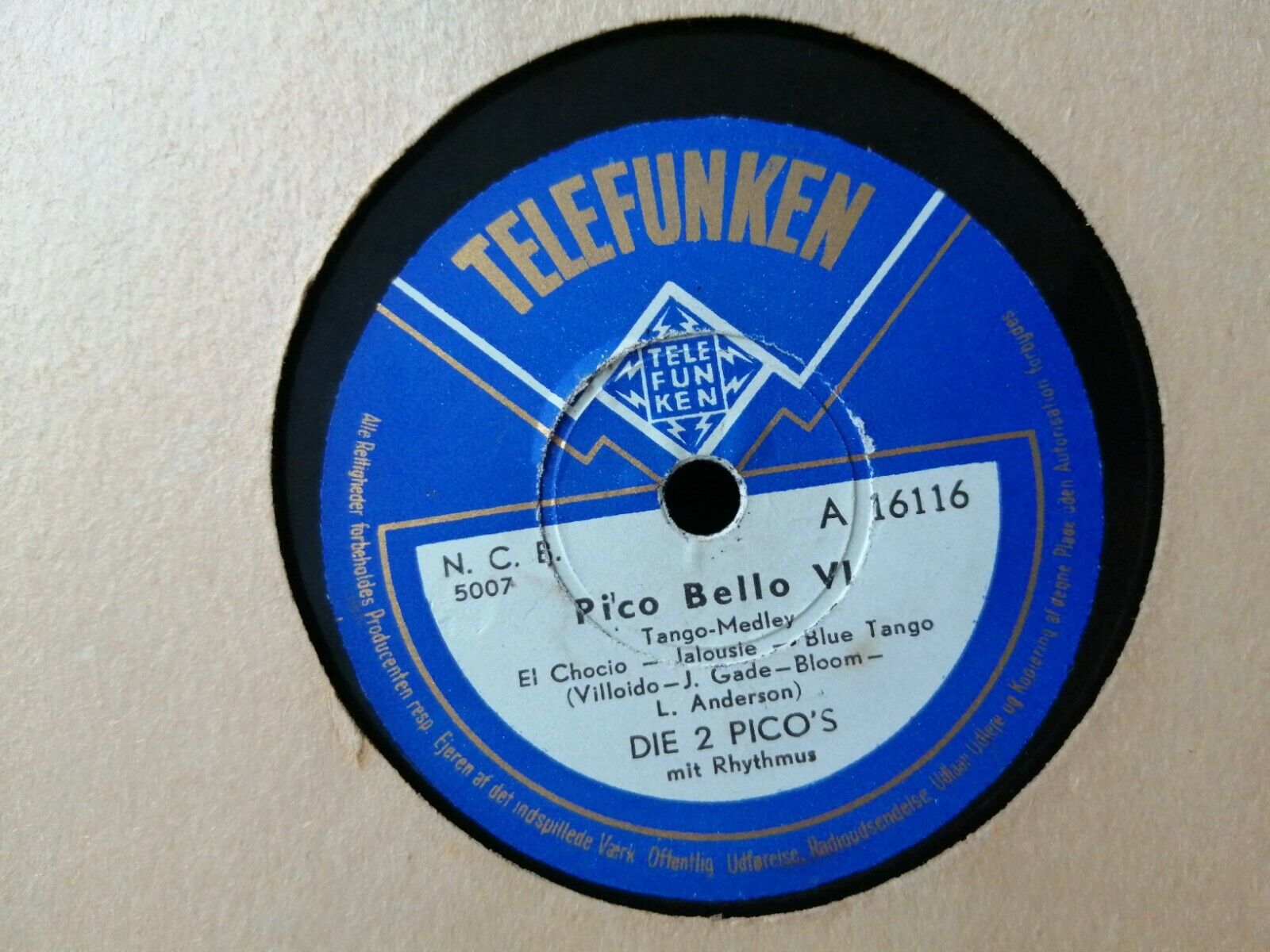 78 rpmDIE 2 PICO'SPico Belle V /Pico Belle VI Telefunken A 16116 Very Good