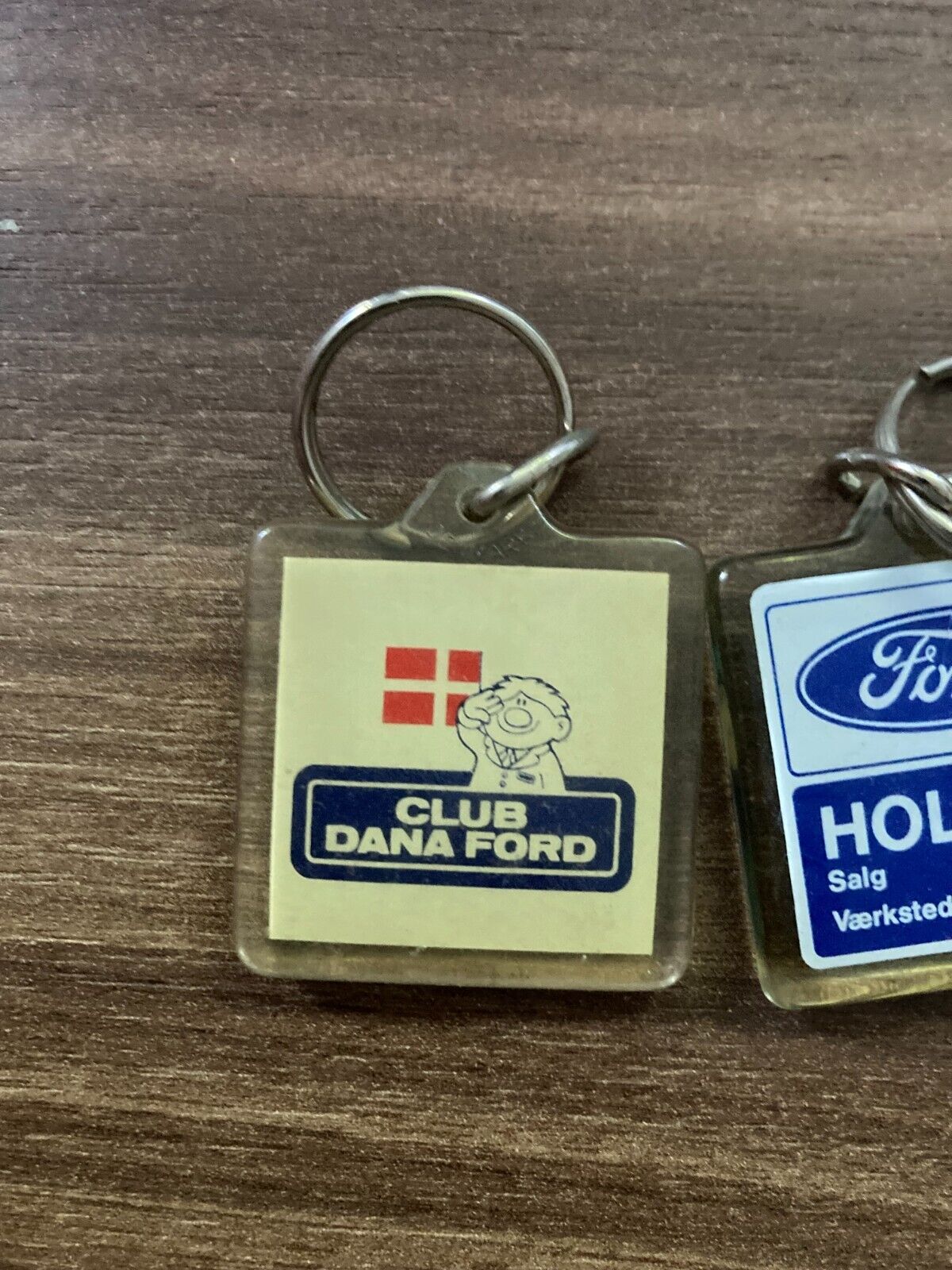 Lot of 3 Vintage Ford Keychains - 1980s Classic Car Memorabilia from Denmark